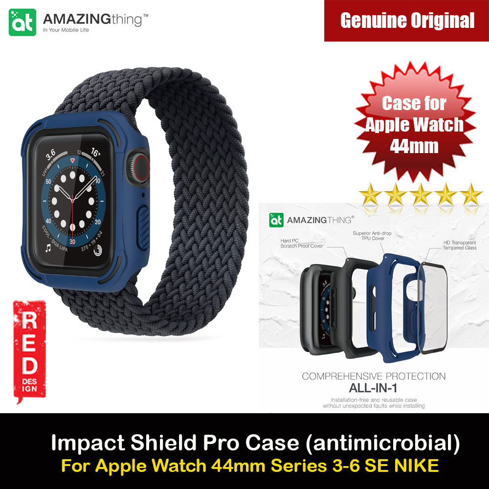 Picture of Amazingthing Impact Shield Pro (antimicrobial) Drop Proof Case with Front Built in Tempered Glass Screen Protector for Apple Watch 44mm Series 4 5 6 SE (Blue) Apple Watch 44mm- Apple Watch 44mm Cases, Apple Watch 44mm Covers, iPad Cases and a wide selection of Apple Watch 44mm Accessories in Malaysia, Sabah, Sarawak and Singapore 