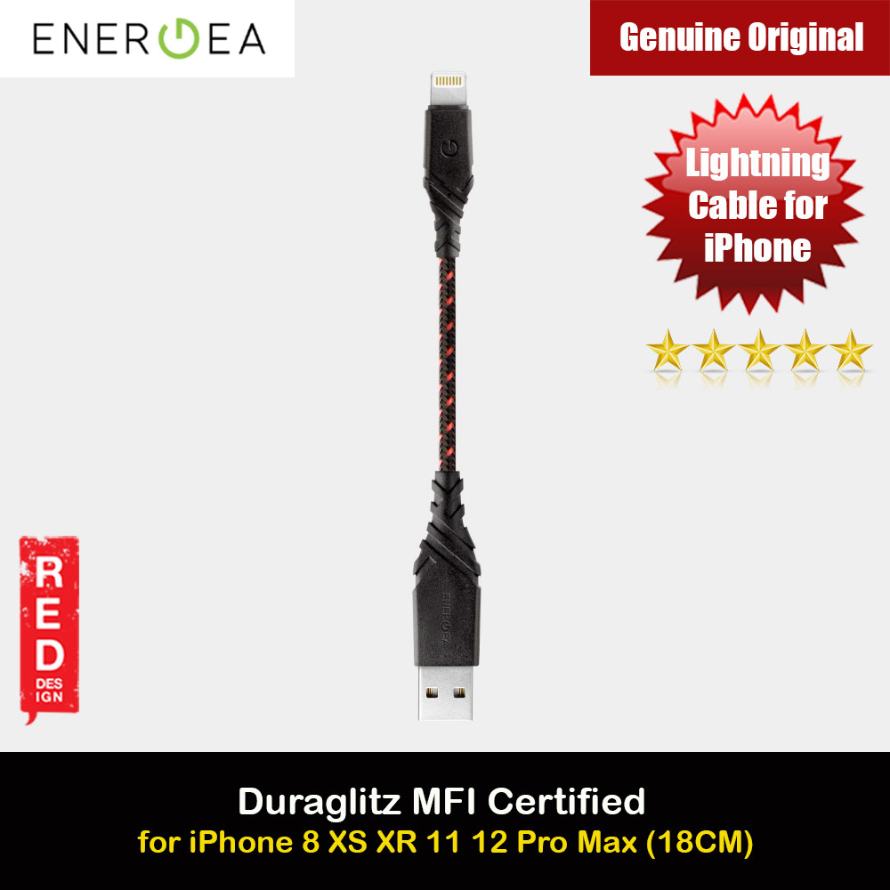 Picture of Energea DuraGlitz MFI Charge and Sync Lightning Cable 2.4A Speed Charging 18cm (Red) Red Design- Red Design Cases, Red Design Covers, iPad Cases and a wide selection of Red Design Accessories in Malaysia, Sabah, Sarawak and Singapore 