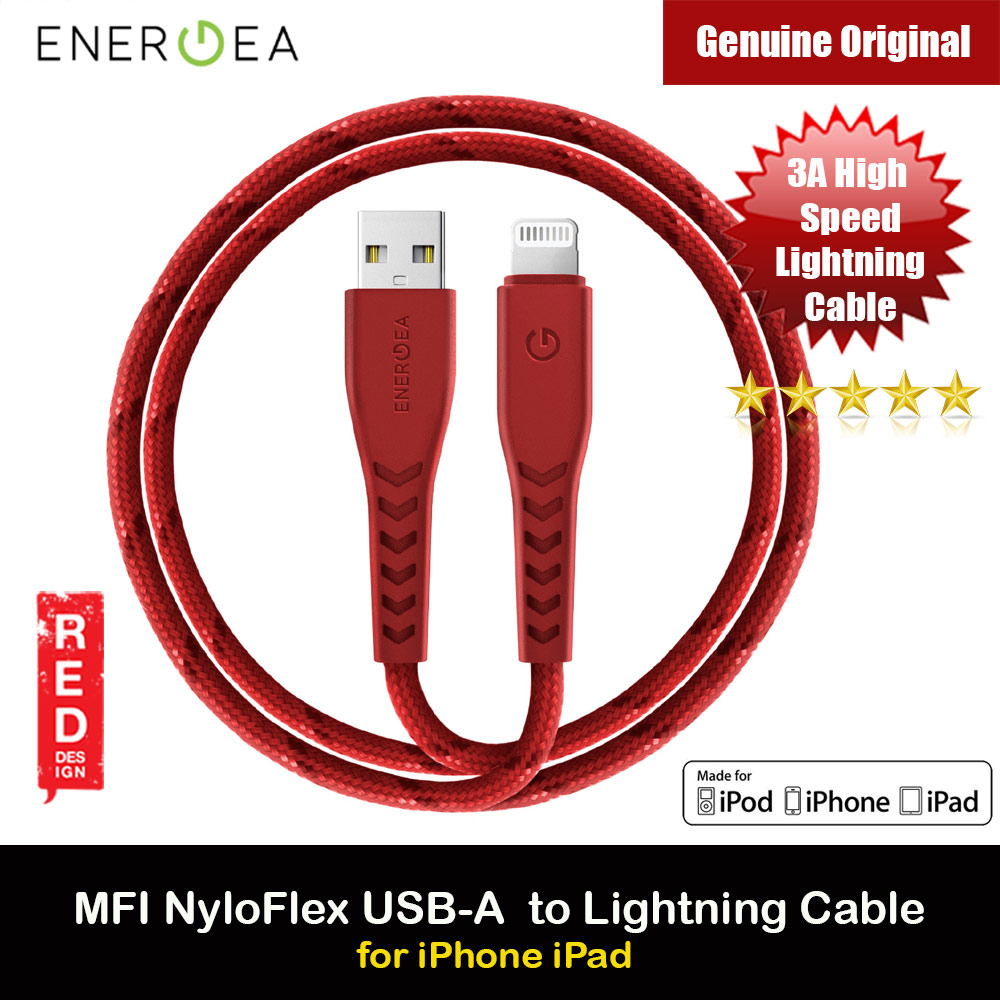 Picture of Energea NYLOFLEX MFI 3A Rapid Charge and Sync Lightning Cable 150CM (Red) Red Design- Red Design Cases, Red Design Covers, iPad Cases and a wide selection of Red Design Accessories in Malaysia, Sabah, Sarawak and Singapore 