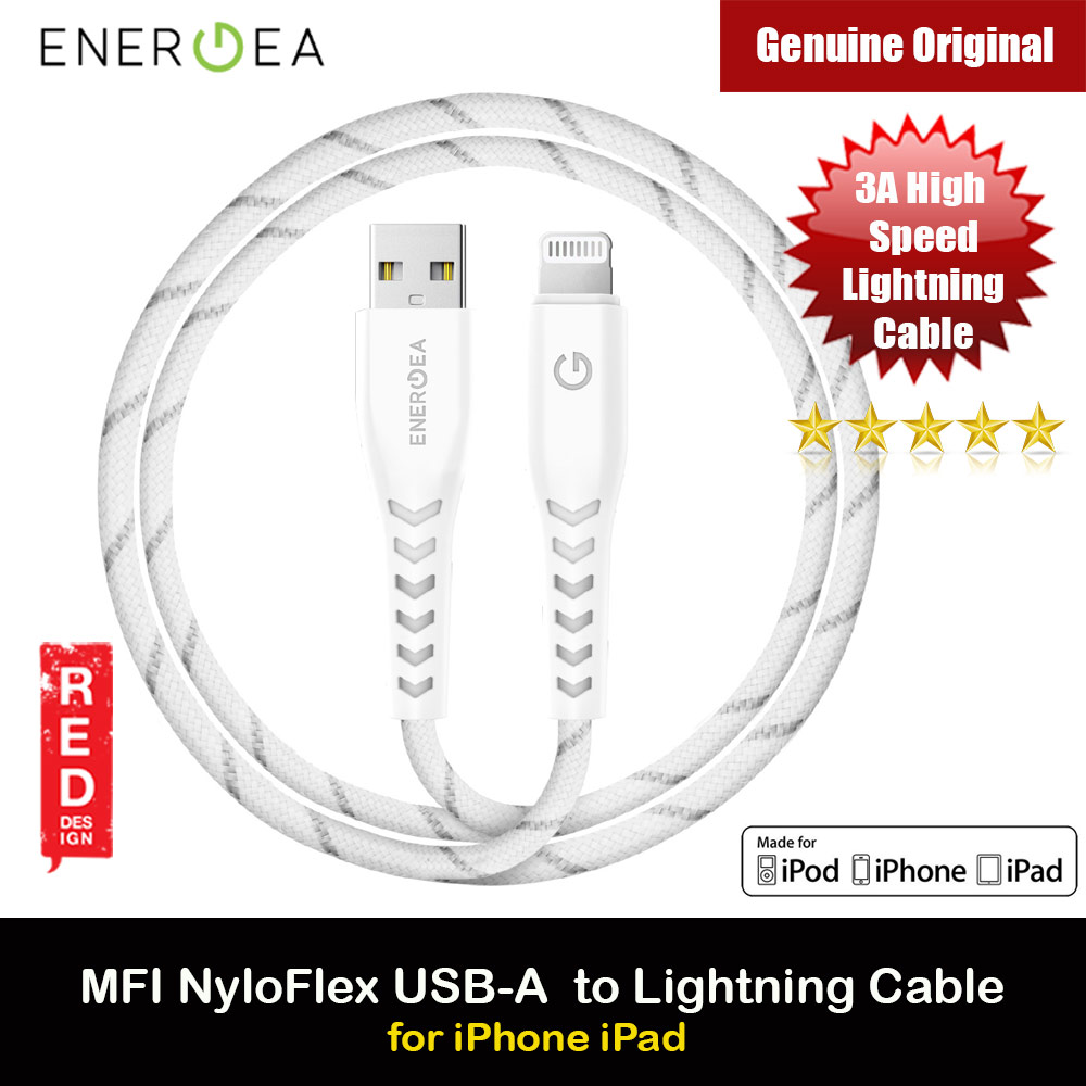 Picture of Energea NYLOFLEX MFI 3A Rapid Charge and Sync Lightning Cable 150CM (White) Red Design- Red Design Cases, Red Design Covers, iPad Cases and a wide selection of Red Design Accessories in Malaysia, Sabah, Sarawak and Singapore 