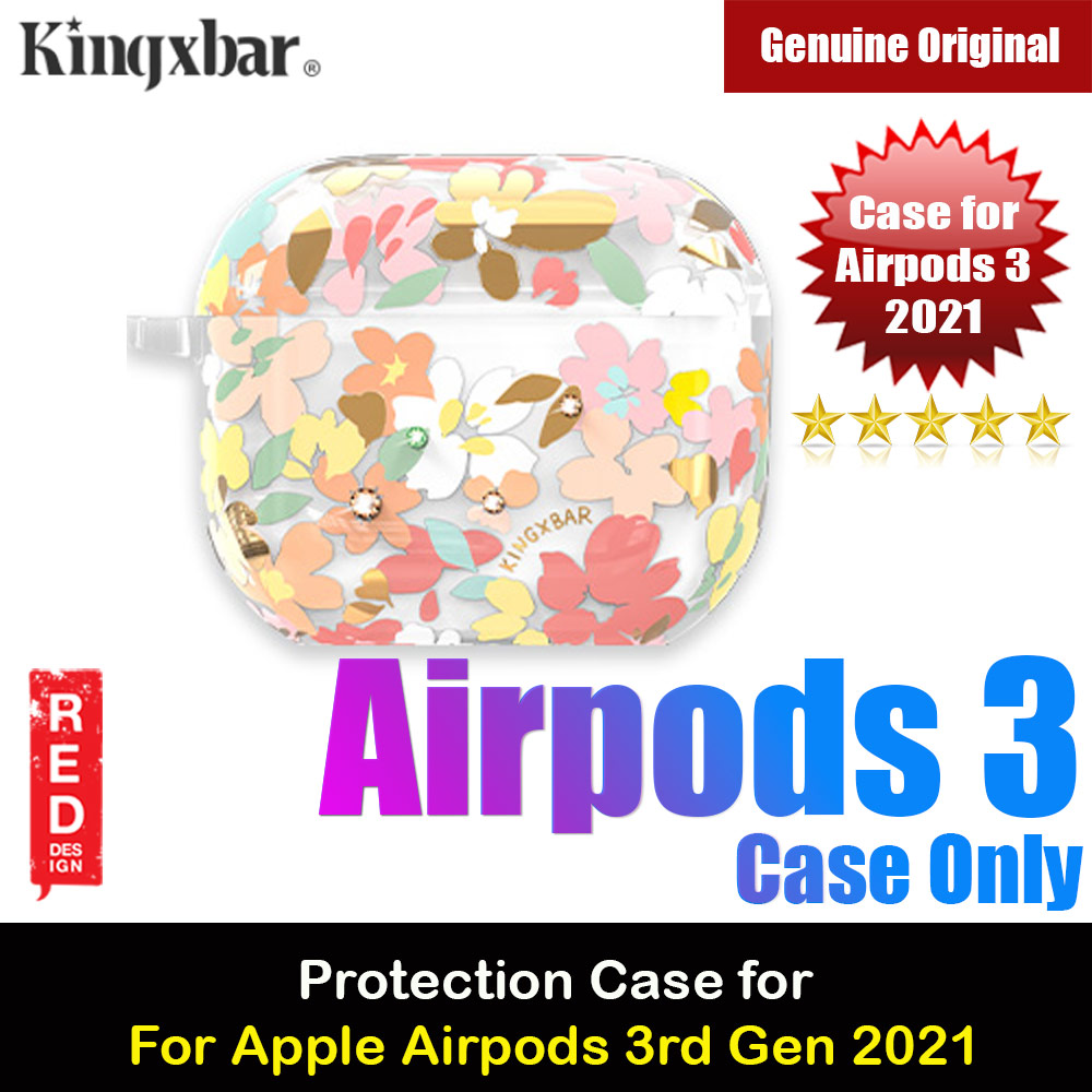 Picture of Kingxbar Floral Design Series High Quality Soft Case with Crystal for Airpods 3rd Gen 2021 Clear Case (Peach) Apple Airpods 3- Apple Airpods 3 Cases, Apple Airpods 3 Covers, iPad Cases and a wide selection of Apple Airpods 3 Accessories in Malaysia, Sabah, Sarawak and Singapore 