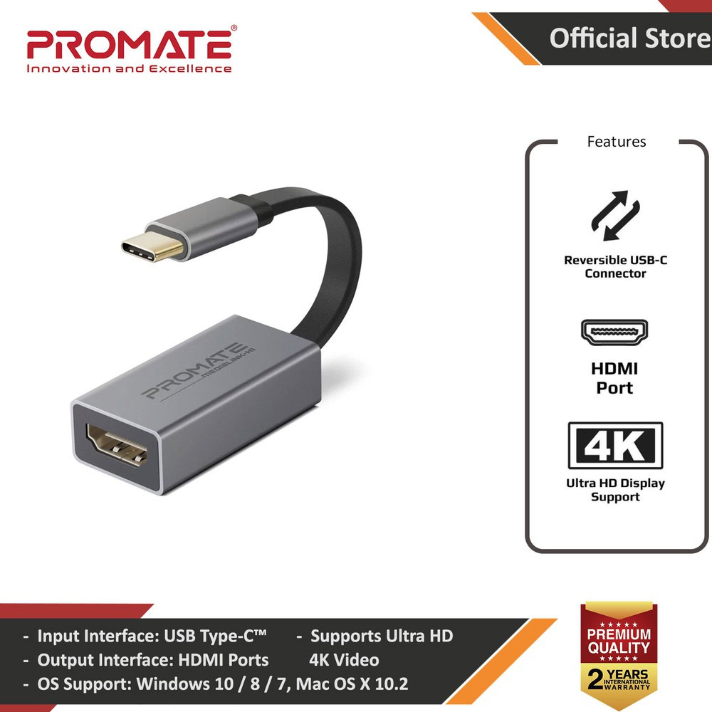 Picture of Promate Type-C™ to HDMI Adapter Premium High Definition 4K 30Hz Video Converter USB-C™ to HDMI with Audio Output for USB Type-C™ Enabled Devices iPad Pro MacBook MediaLink-H1 Red Design- Red Design Cases, Red Design Covers, iPad Cases and a wide selection of Red Design Accessories in Malaysia, Sabah, Sarawak and Singapore 