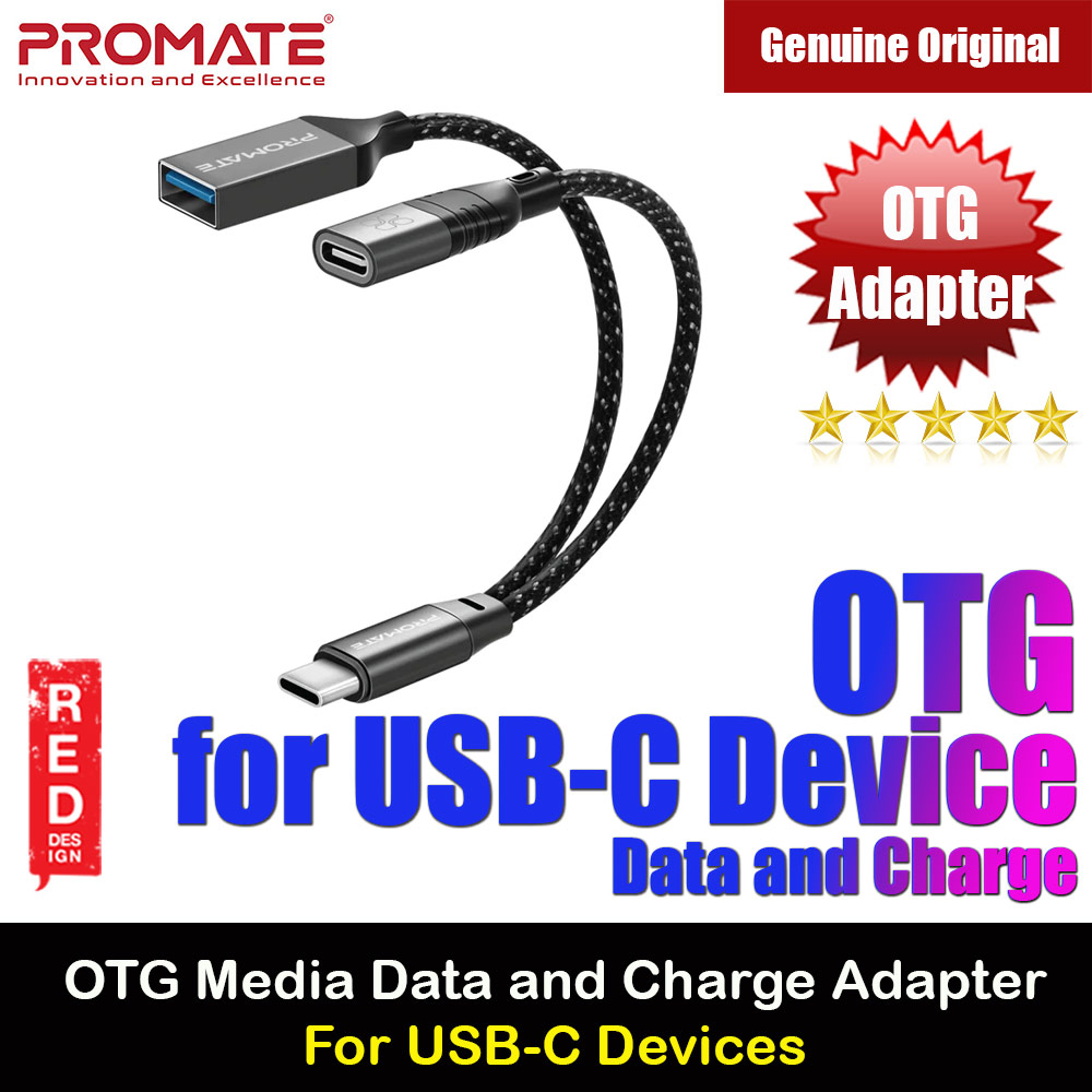 Picture of Promate OTG Media Adapter with Male Type C Cable to Female USB A USB C Ports 480Mbps Data Transfer 45W Charge OTGLink-C Red Design- Red Design Cases, Red Design Covers, iPad Cases and a wide selection of Red Design Accessories in Malaysia, Sabah, Sarawak and Singapore 