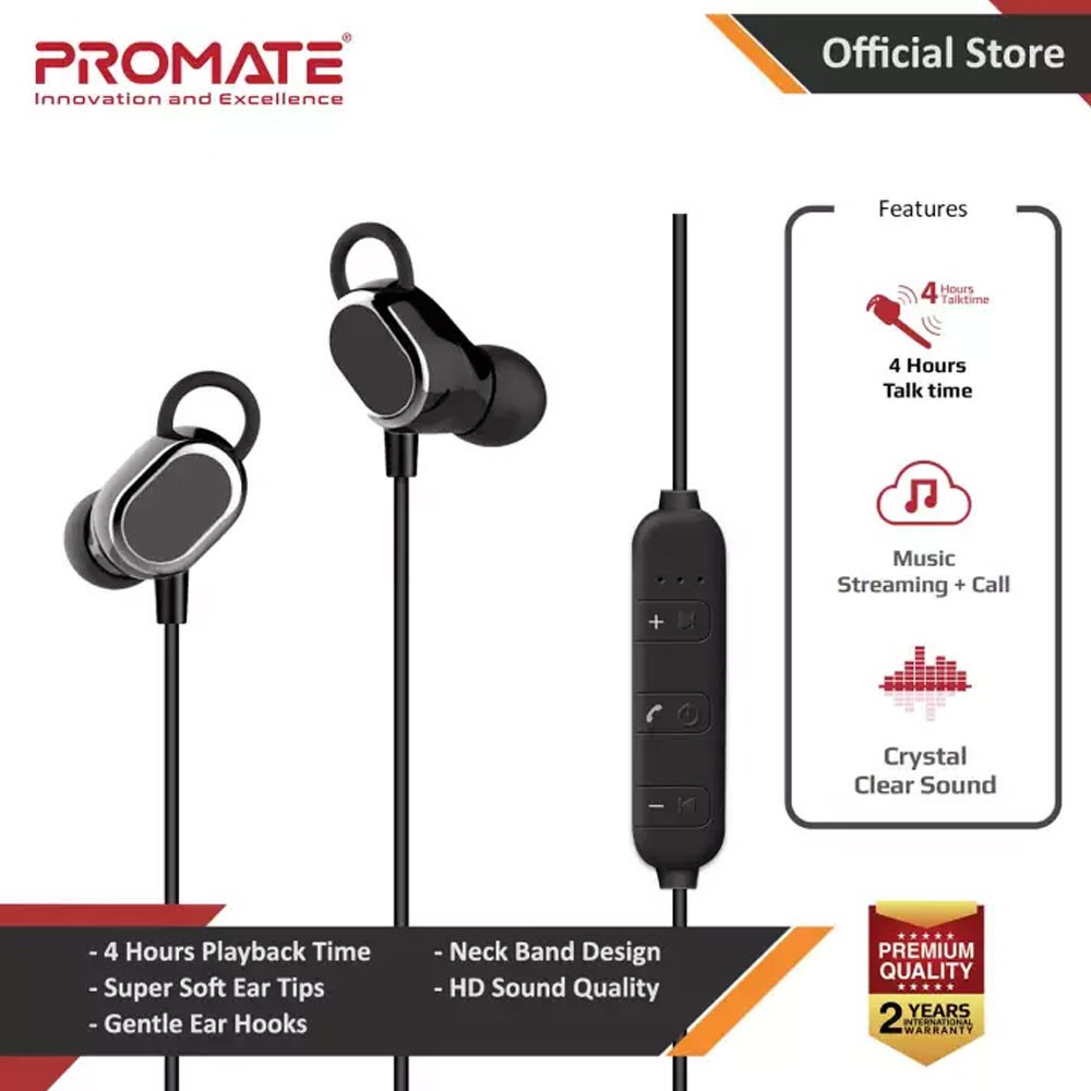 Picture of Promate Wireless Earphones Bluetooth Neckband In-ear Headphone with Noise Isolation Sporty Ear-Lock Design Built-In Mic Rovi Red Design- Red Design Cases, Red Design Covers, iPad Cases and a wide selection of Red Design Accessories in Malaysia, Sabah, Sarawak and Singapore 