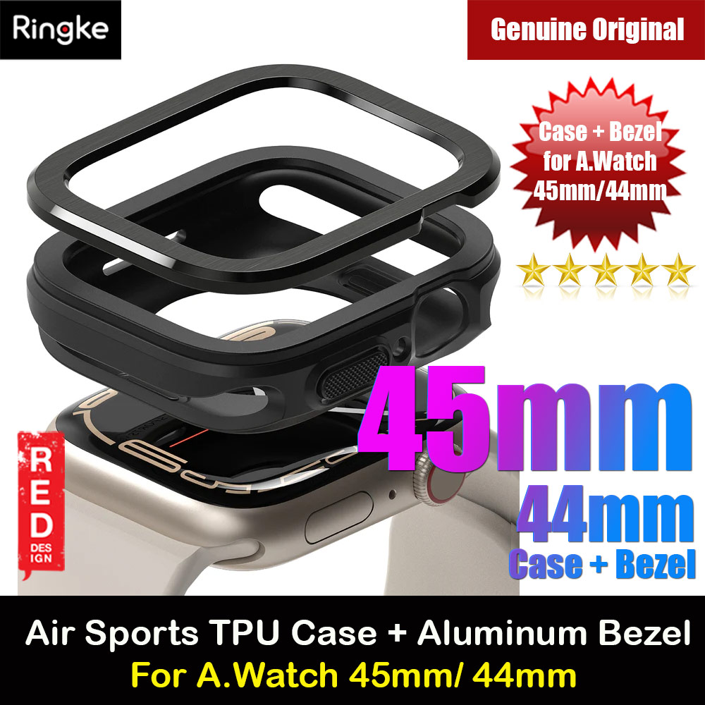 Picture of Ringke Air Sports Soft Bumper Case and Aluminum Bezel for Apple Watch 45mm 44mm Case and Bezel (Black Black) Apple Watch 45mm- Apple Watch 45mm Cases, Apple Watch 45mm Covers, iPad Cases and a wide selection of Apple Watch 45mm Accessories in Malaysia, Sabah, Sarawak and Singapore 