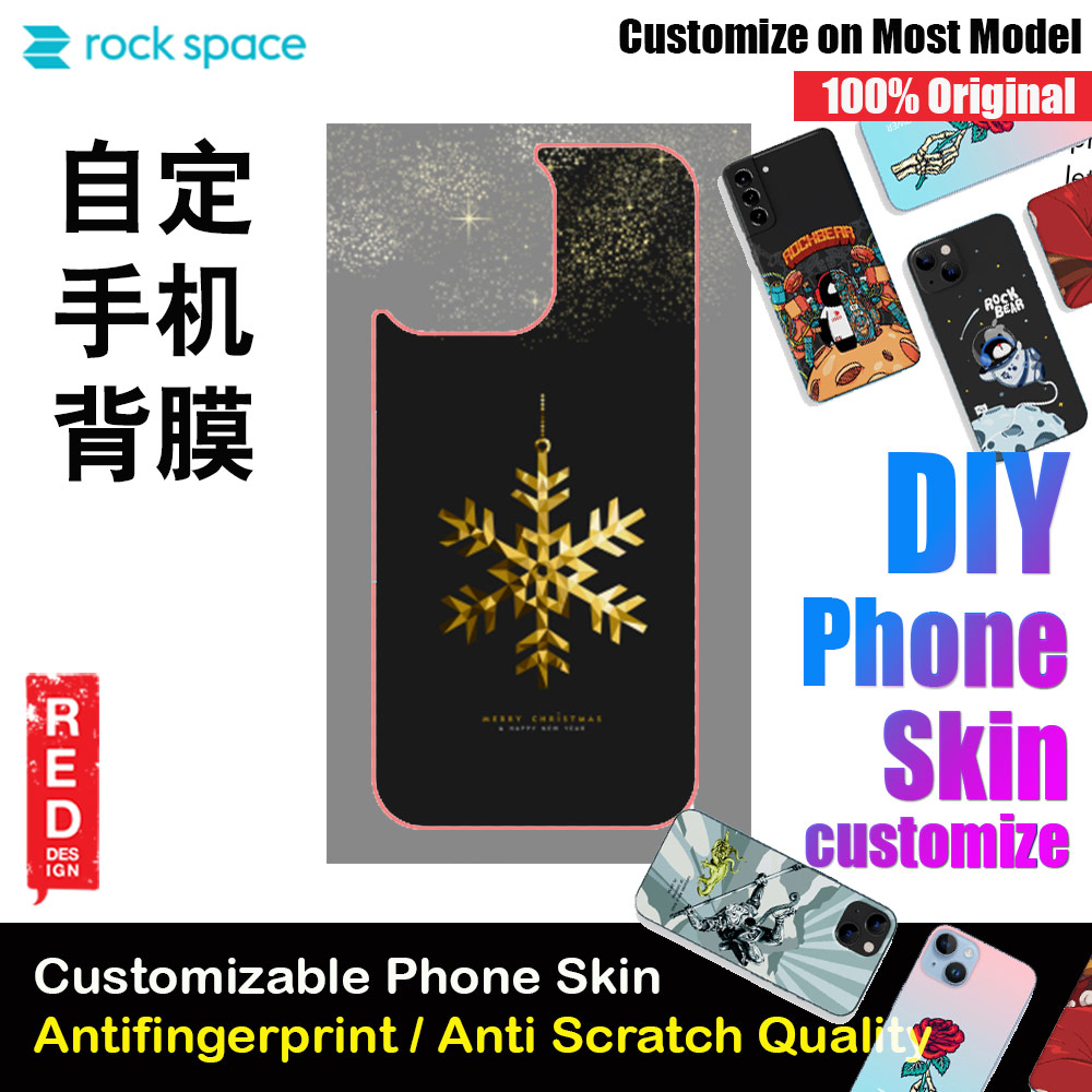 Picture of Rock Space DIY 自定 定制 设计 手机背膜 贴纸 DIY Customize High Quality Print Phone Skin Sticker for Multiple Phone Model with Multiple Photo Images Gallery or with Own Phone Cellphone (Golden Snow Merry Christmas) Red Design- Red Design Cases, Red Design Covers, iPad Cases and a wide selection of Red Design Accessories in Malaysia, Sabah, Sarawak and Singapore 
