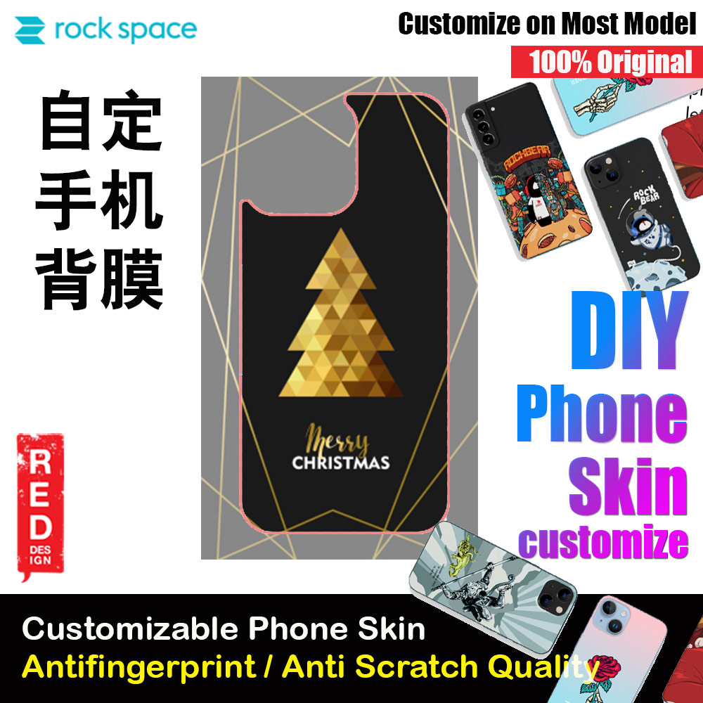 Picture of Rock Space DIY 自定 定制 设计 手机背膜 贴纸 DIY Customize High Quality Print Phone Skin Sticker for Multiple Phone Model with Multiple Photo Images Gallery or with Own Phone Cellphone(Merry Christmas Gold Tree) Red Design- Red Design Cases, Red Design Covers, iPad Cases and a wide selection of Red Design Accessories in Malaysia, Sabah, Sarawak and Singapore 