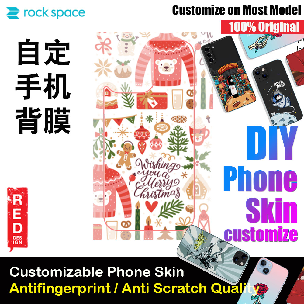 Picture of Rock Space DIY 自定 定制 设计 手机背膜 贴纸 DIY Customize High Quality Print Phone Skin Sticker for Multiple Phone Model with Multiple Photo Images Gallery or with Own Phone Cellphone (Wishing You Merry Christmas) Red Design- Red Design Cases, Red Design Covers, iPad Cases and a wide selection of Red Design Accessories in Malaysia, Sabah, Sarawak and Singapore 