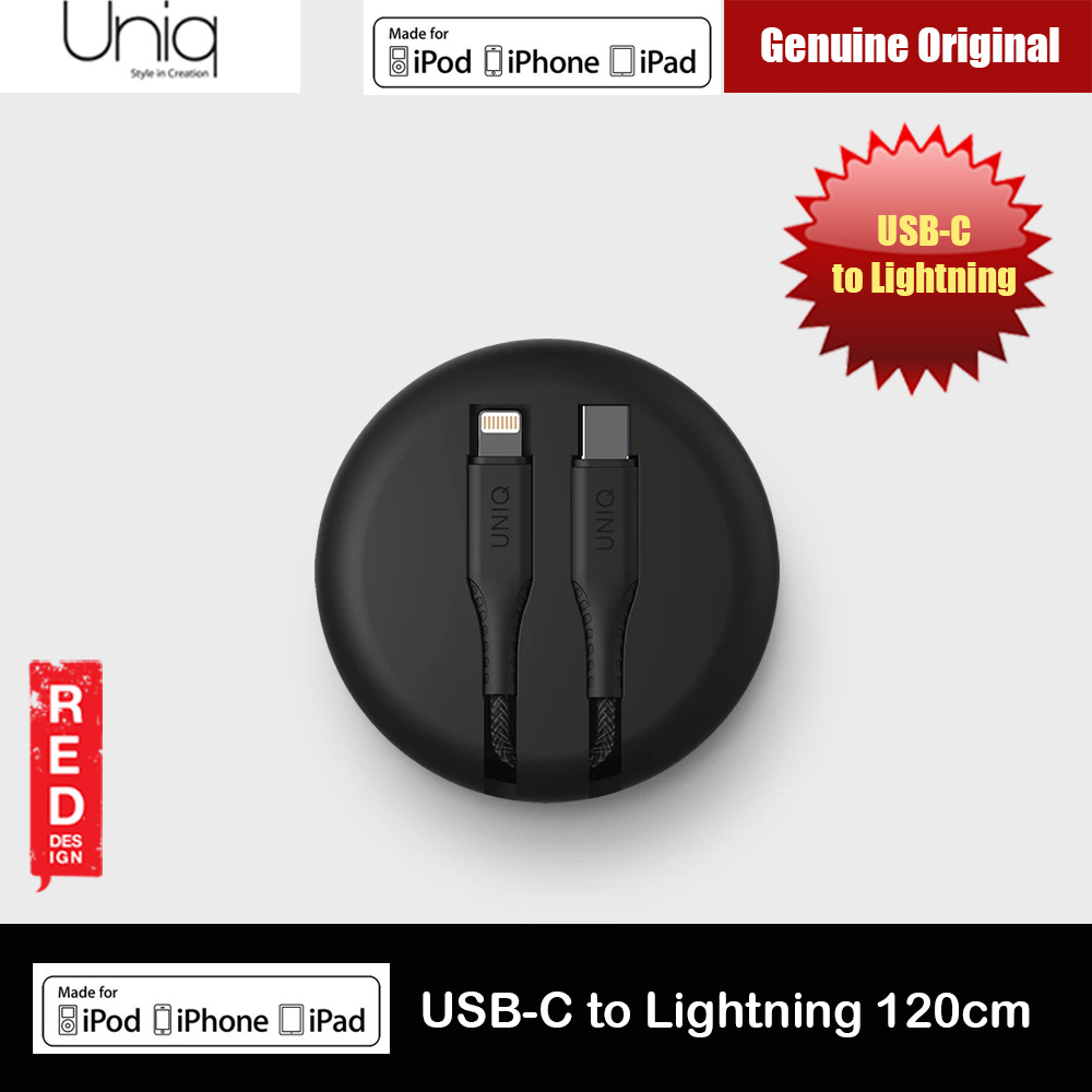 Picture of Uniq Halo Tough Reinforced Charging Cable with Smart Cable Organizer MFI Certified USB C to Lightning Cable 3A Fast Charge 18W Power Deliver Fast Charge Cable for iPhone 11 Pro iPhone 11 Pro Max (Black) Red Design- Red Design Cases, Red Design Covers, iPad Cases and a wide selection of Red Design Accessories in Malaysia, Sabah, Sarawak and Singapore 