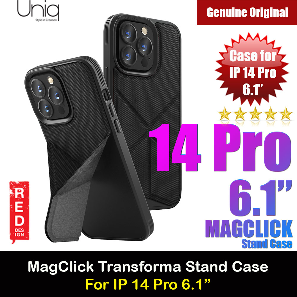 Picture of Uniq MagClick Transforma Drop Protection Stand Case Magsafe Compatible for iPhone 14 Pro 6.1 (Ebony Black) Apple iPhone 14 Pro 6.1- Apple iPhone 14 Pro 6.1 Cases, Apple iPhone 14 Pro 6.1 Covers, iPad Cases and a wide selection of Apple iPhone 14 Pro 6.1 Accessories in Malaysia, Sabah, Sarawak and Singapore 