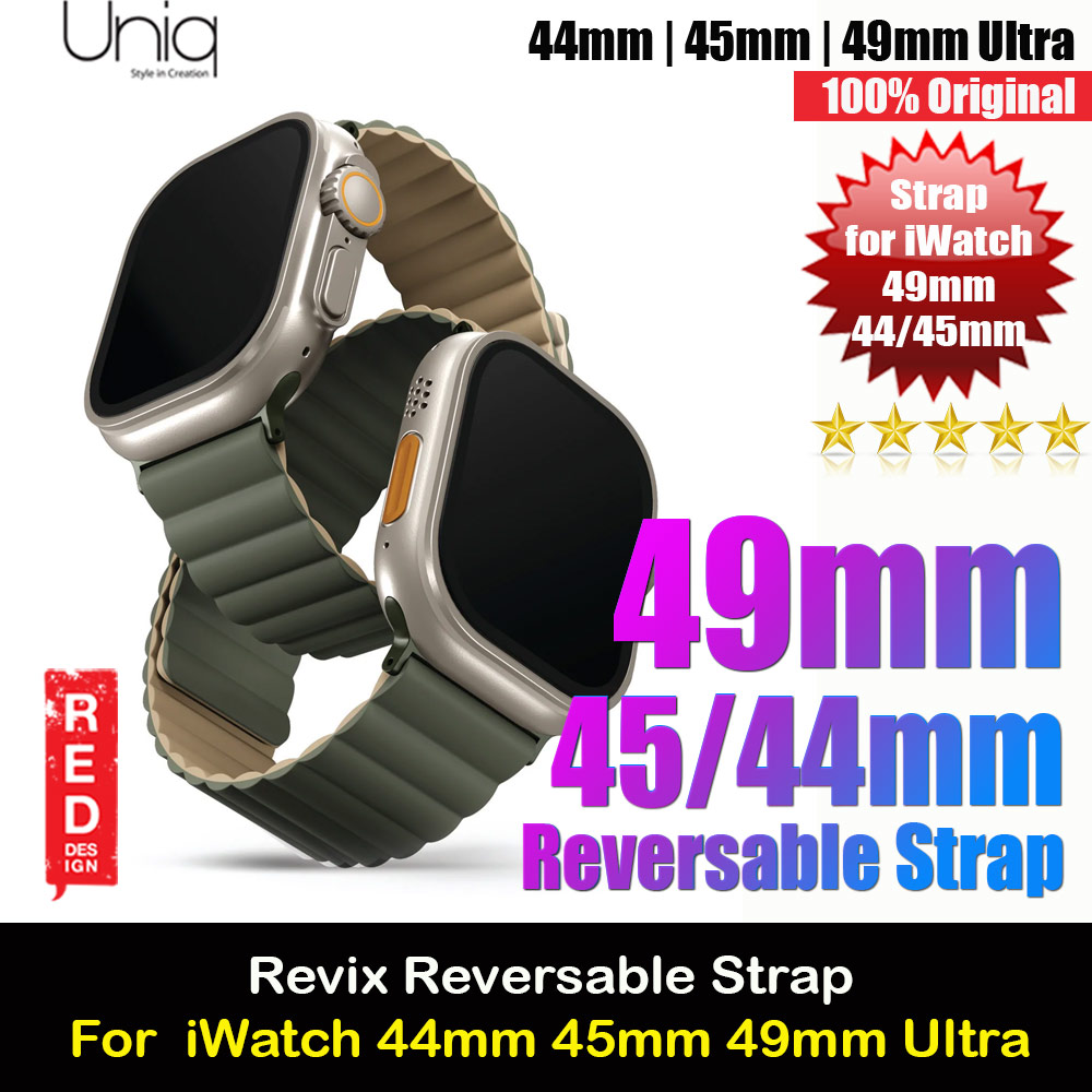 Picture of Uniq Revix Reversible Magnetic Silicone Strap Apple Watch 49mm Ultra 45mm 44mm 42mm Series 1 2 3 4 5 6 7 8 SE (Moss Green Tan) Apple Watch 49mm	Ultra- Apple Watch 49mm	Ultra Cases, Apple Watch 49mm	Ultra Covers, iPad Cases and a wide selection of Apple Watch 49mm	Ultra Accessories in Malaysia, Sabah, Sarawak and Singapore 